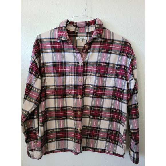 MADEWELL Tartan Plaid Brushed Multi Flannel Top Size Small - Picture 3 of 6